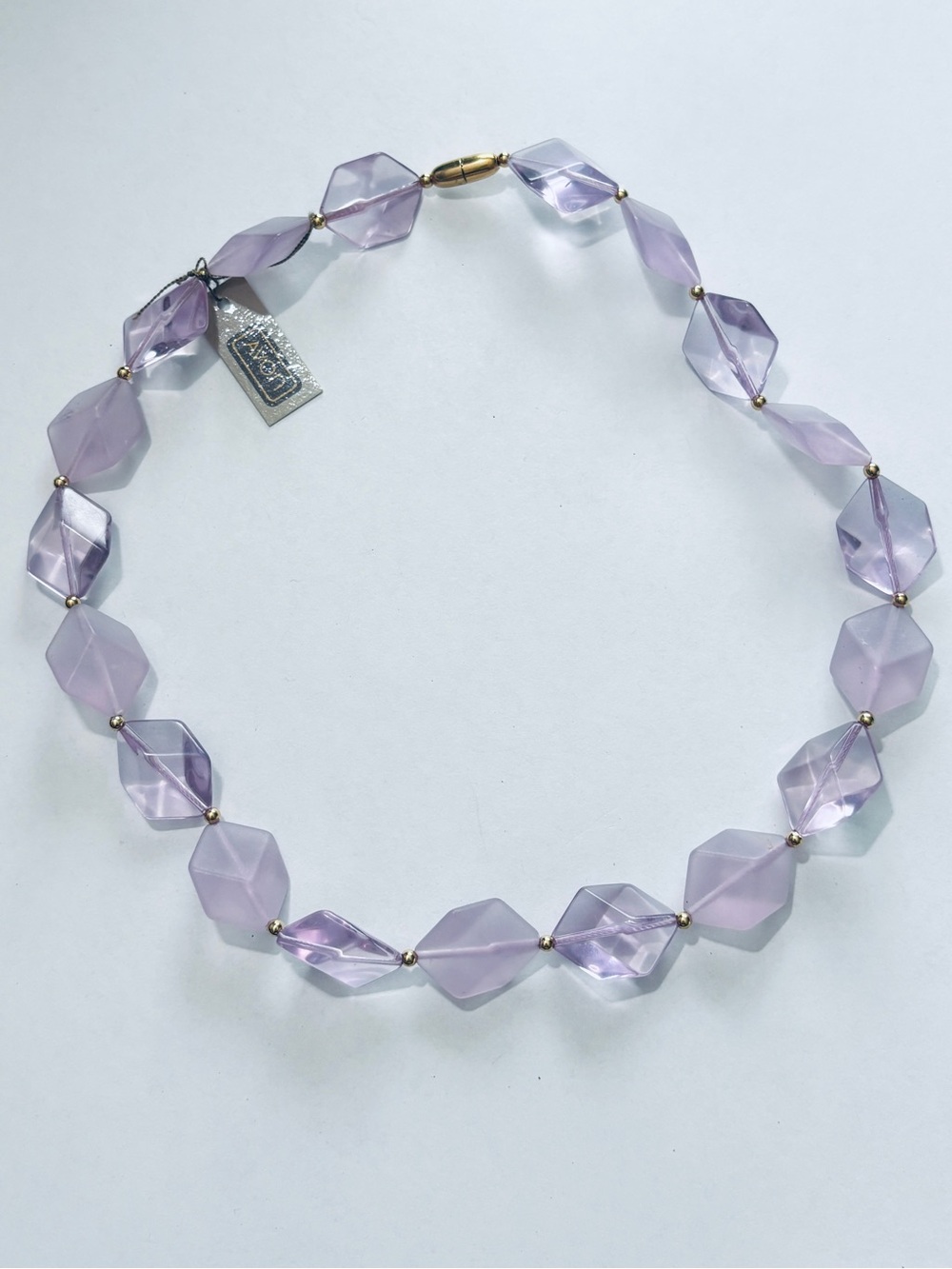Avon NWT Vintage 1985 Crystal Impressions Lilac Geometric Bead Collar Necklace
